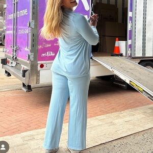 Light Blue Women's Pants 3 piece Set